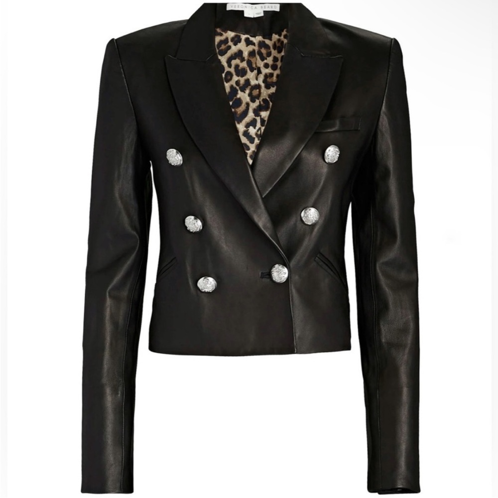 Veronica Beard cropped leather blazer - Picture 3 of 9